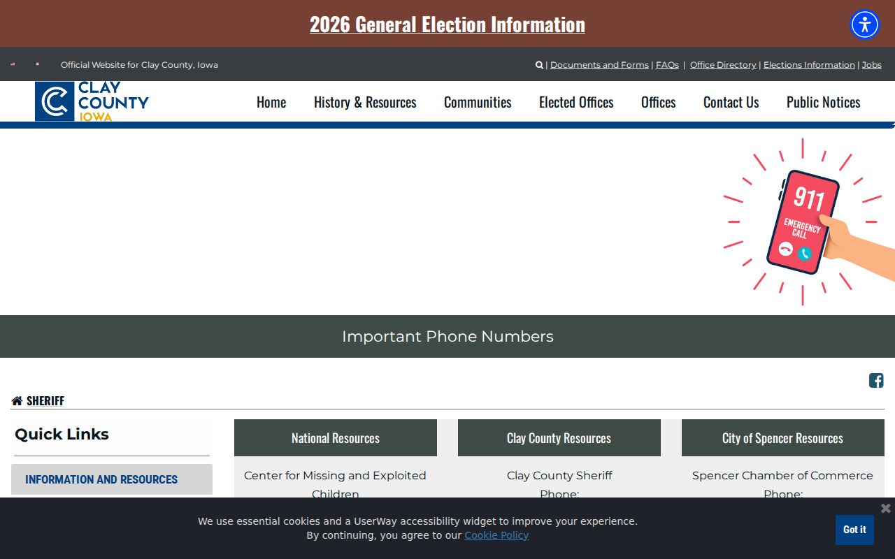 Clay County arrest record phone numbers for jail sheriff and court