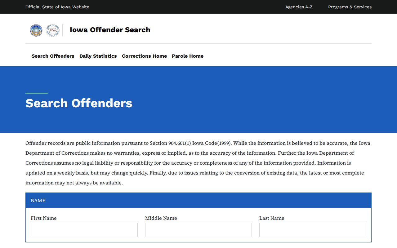 Iowa Offender Search after a Clay County arrest and jail booking