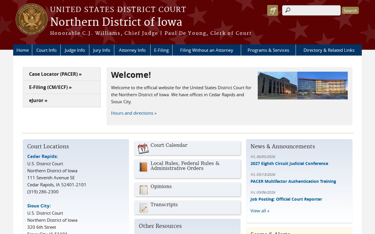 Northern District of Iowa criminal court serving Clay County