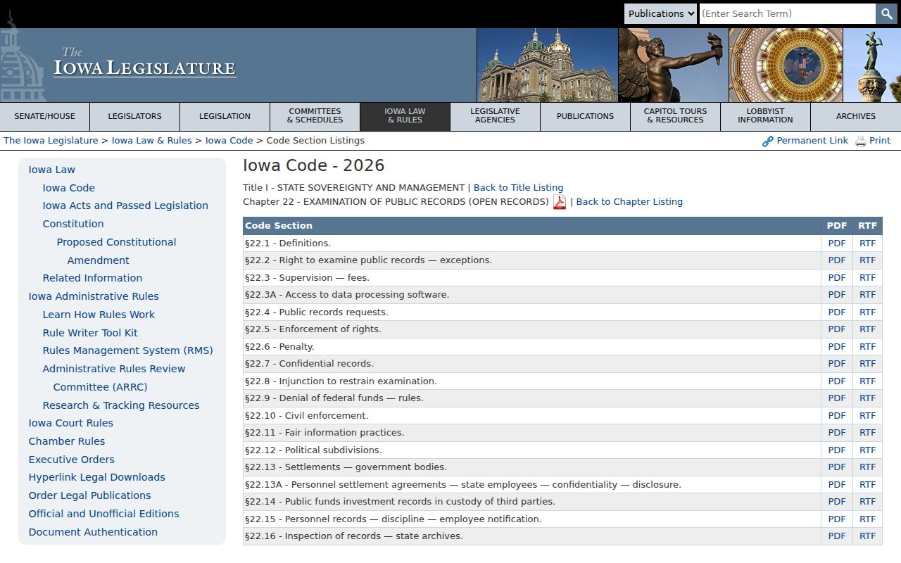 Iowa Open Records Law for Everly criminal records