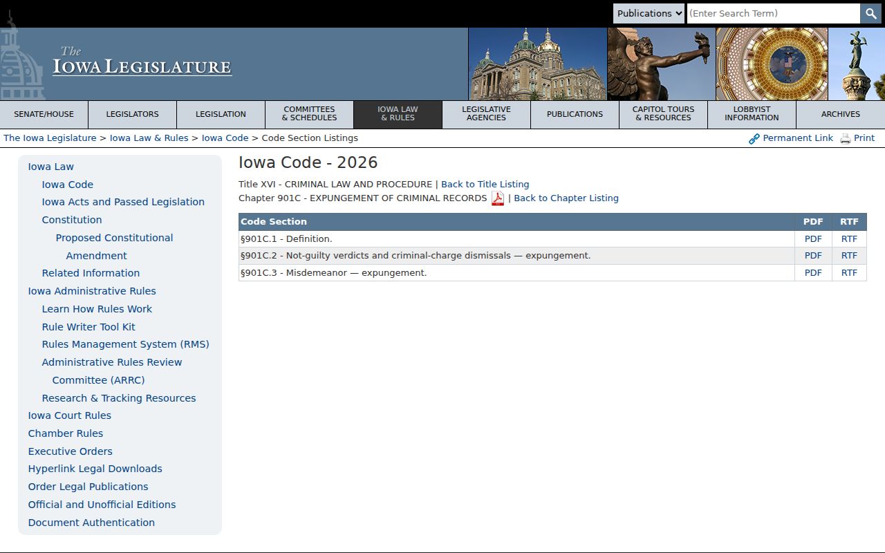 Iowa expungement law for Royal criminal records