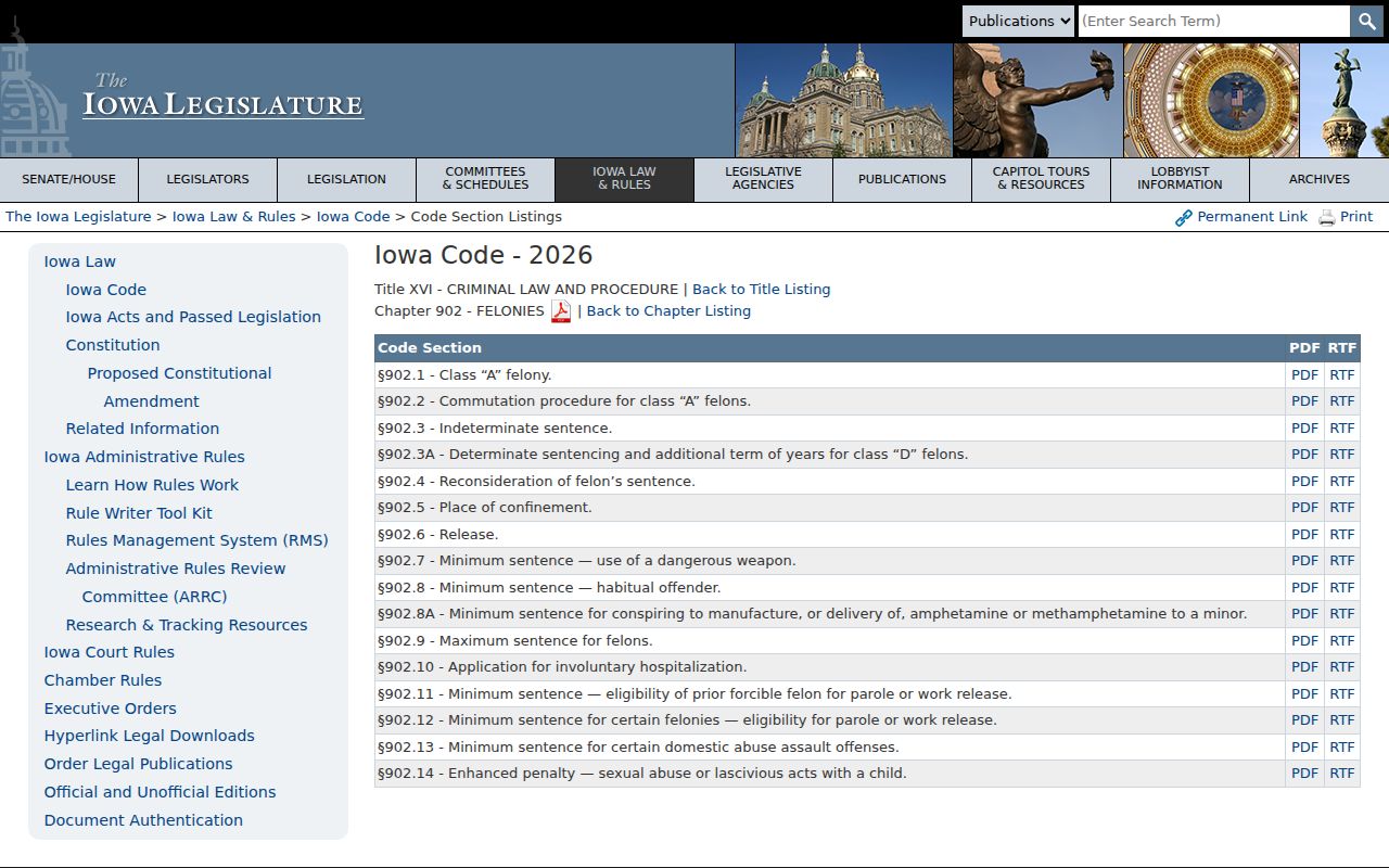 Iowa felony law used for Royal criminal records