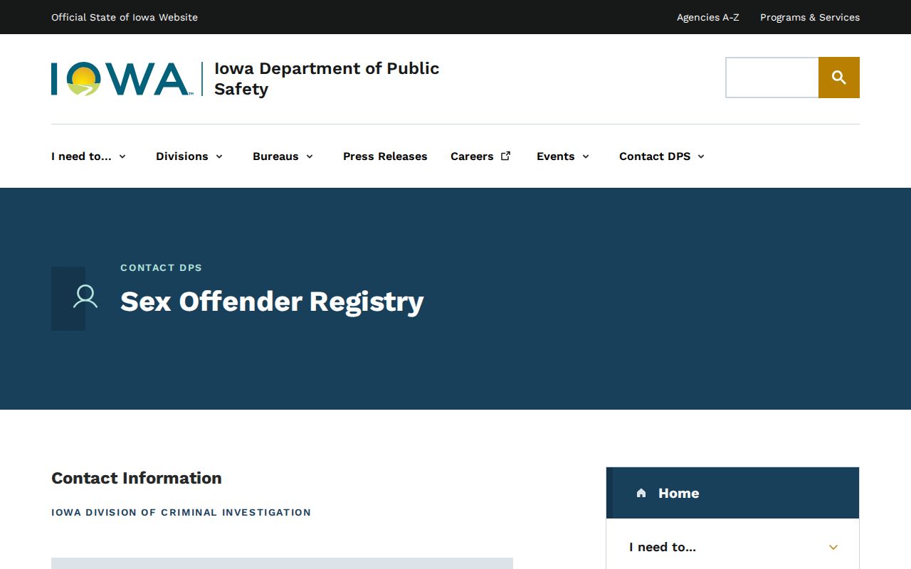 DCI contact channel for Clay County sex offender records